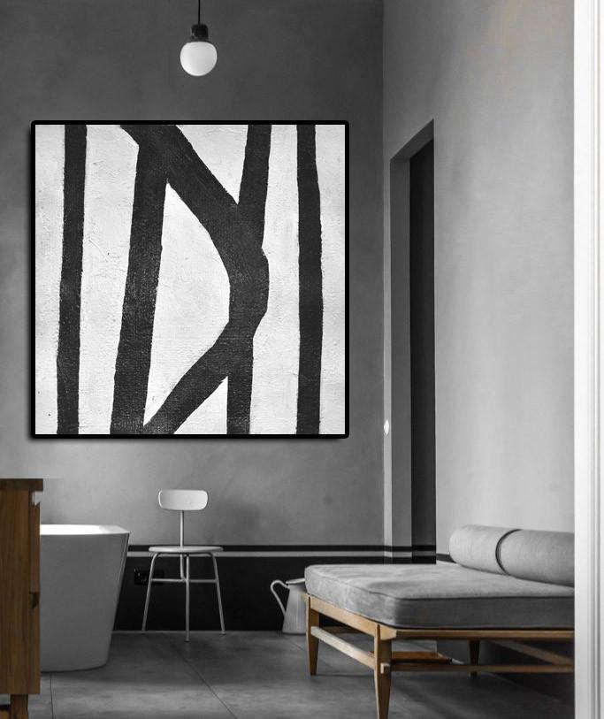 Minimal Black and White Painting #MN38A - Click Image to Close